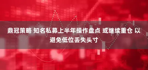 鼎冠策略 知名私募上半年操作盘点 或继续重仓 以避免低位丢失头寸