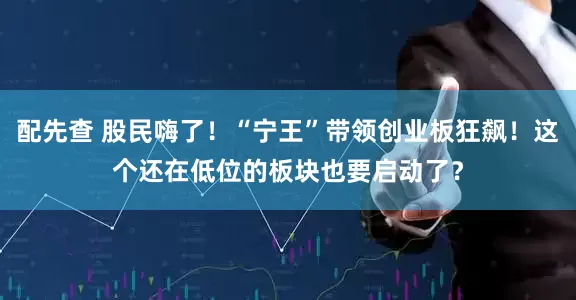 配先查 股民嗨了！“宁王”带领创业板狂飙！这个还在低位的板块也要启动了？