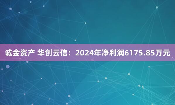 诚金资产 华创云信:2024年净利润6175.85万元